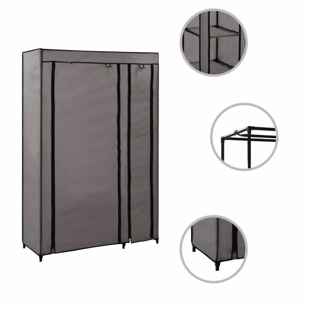Berkfield Home Grey Fabric Folding Wardrobe W/D/H: 110 x 45 x 175 cm – 2