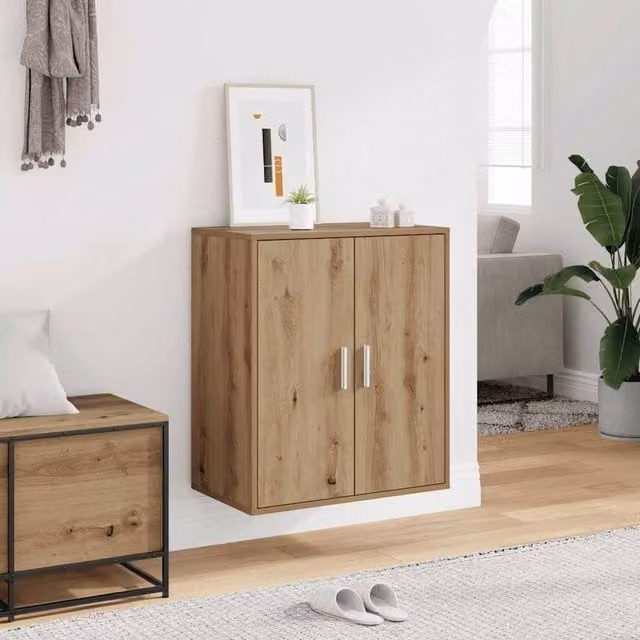 Berkfield Home Artisan Oak Shoe Cabinet in Brown, W: 60 cm, D: 35 cm, H: 70 cm – 1