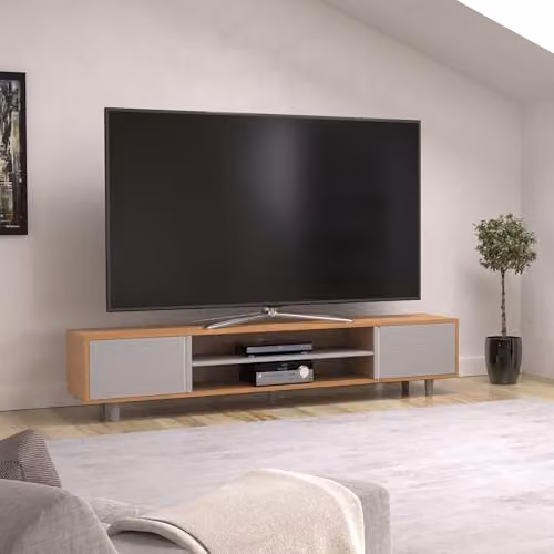 AVF Scandinavian Media Cabinet TV Stand in Light Wood and Grey, W: 200 cm, D: 41.8 cm, H: 41 cm – 3