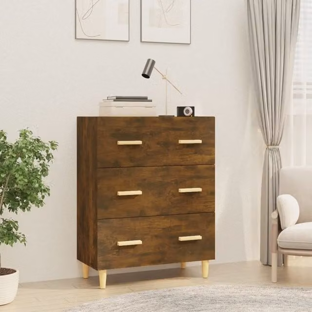 Berkfield Home Smoked Oak Sideboard in Brown, W/D/H: 70 x 34 x 90 cm – 1