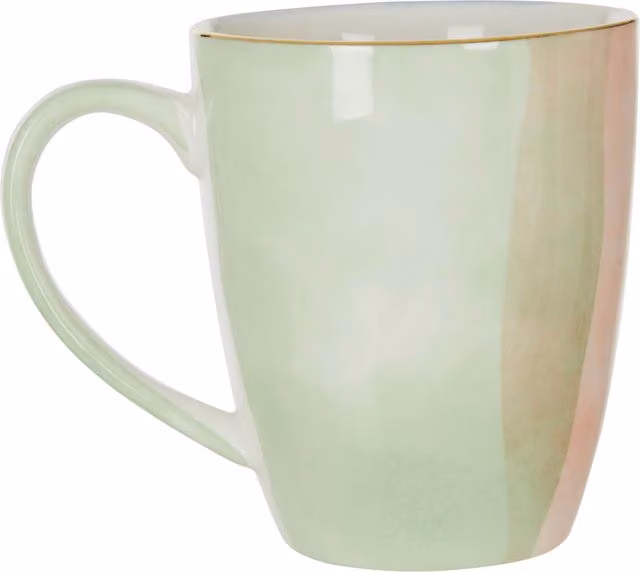 Orsina Gold Plated Colour of Paradise Hand Painted Porcelain Mug in Green and Gold