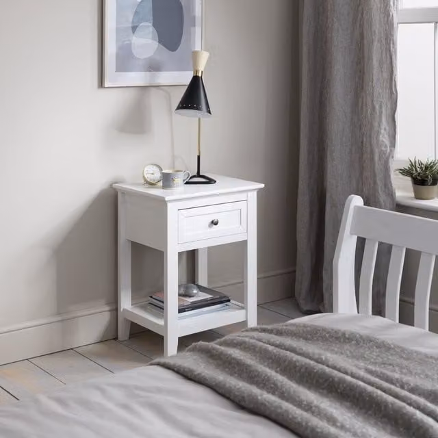 Noa and Nani White Classic Freestanding Bedroom Bedside Table
