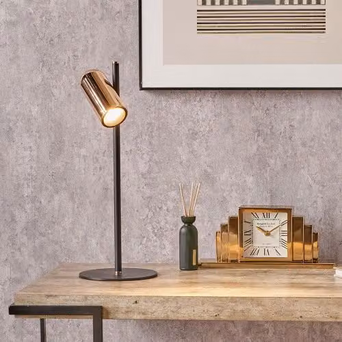 Ruma Modern Metal LED Table Lamp in Black and Gold