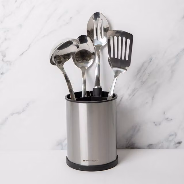 MasterClass 5-Piece Stainless Steel and Nylon Utensil Set in Blue with Holder