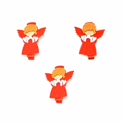 Shatchi 3-Piece Multicolour Wooden Angle Design Christmas Peg Clips