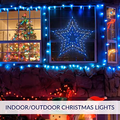 The Christmas Workshop 80640 Blue and White Star Christmas Light with 35 LED Lights, Mains Operated, W/D/H: 54 x 54 x 1.5 cm – 4