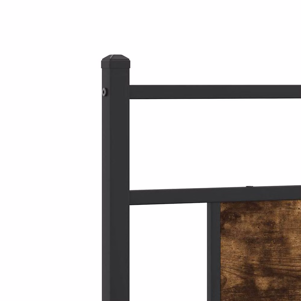 Berkfield Home Small Single Bed Frame in Smoked Oak and Metal, Brown, W: 75 cm, L: 190 cm – 4