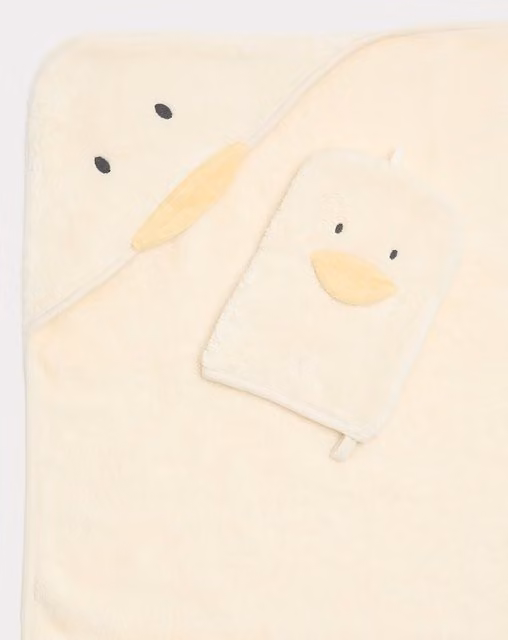 M&S Yellow Pure Cotton Duck Towel and Mitt Set for Children