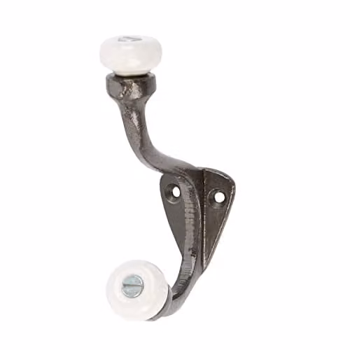Hammer and Tongs White and Grey Ceramic and Iron Wall Mounted Hat and Coat Hook – 1