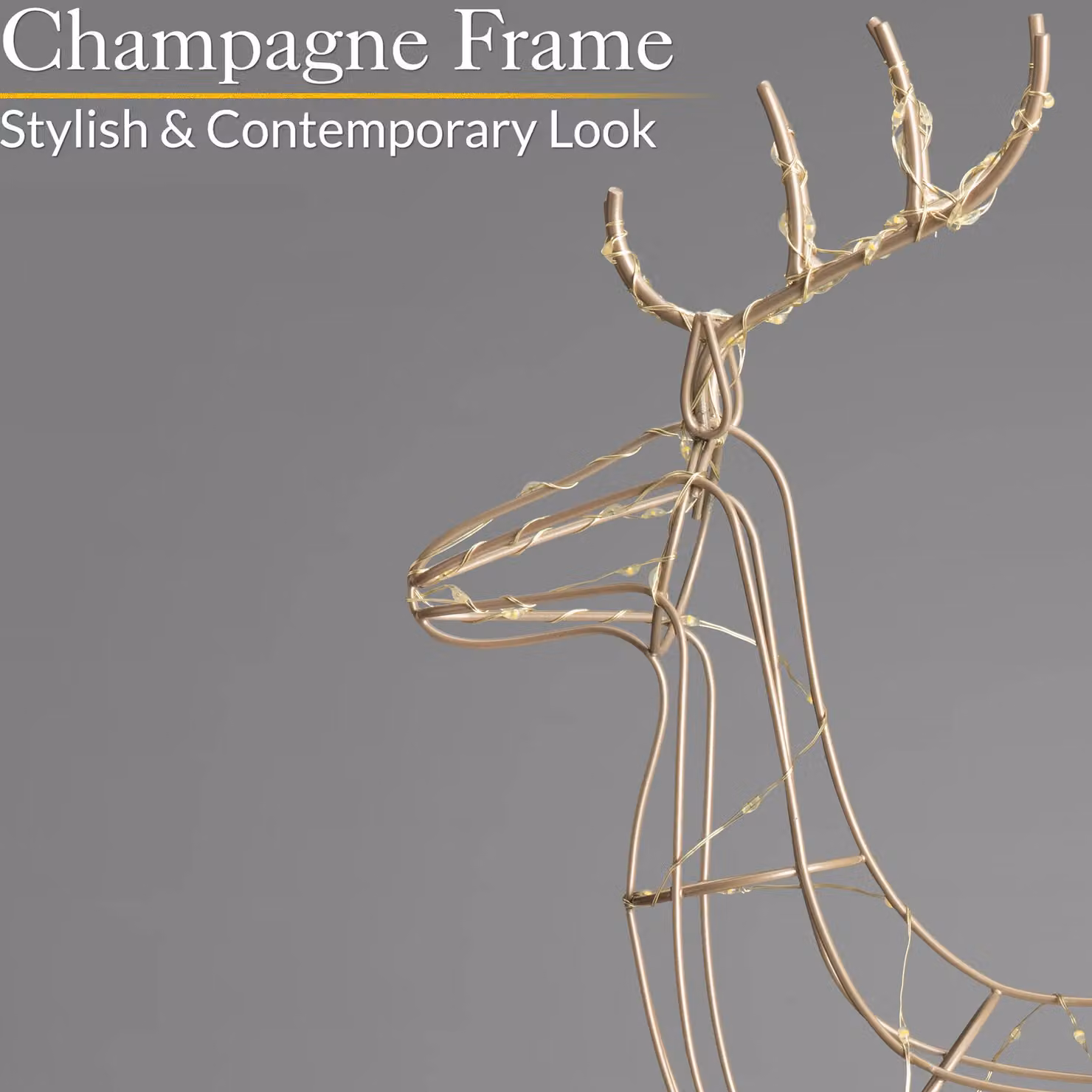 Christow Gold Micro LED Light Up Reindeer Tabletop Christmas Decoration, Battery Operated Metal Animal – 2