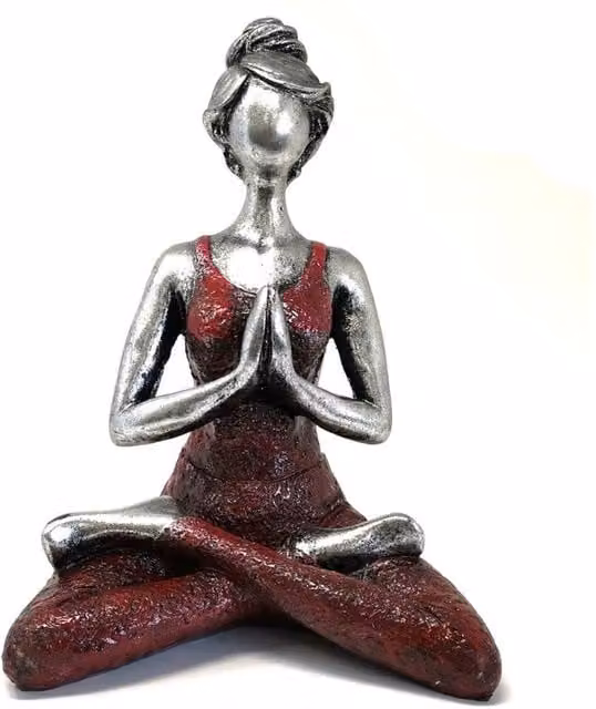 KDMD Elegant Yoga Lady Figurine in Silver and Red, Height: 24 cm – 1