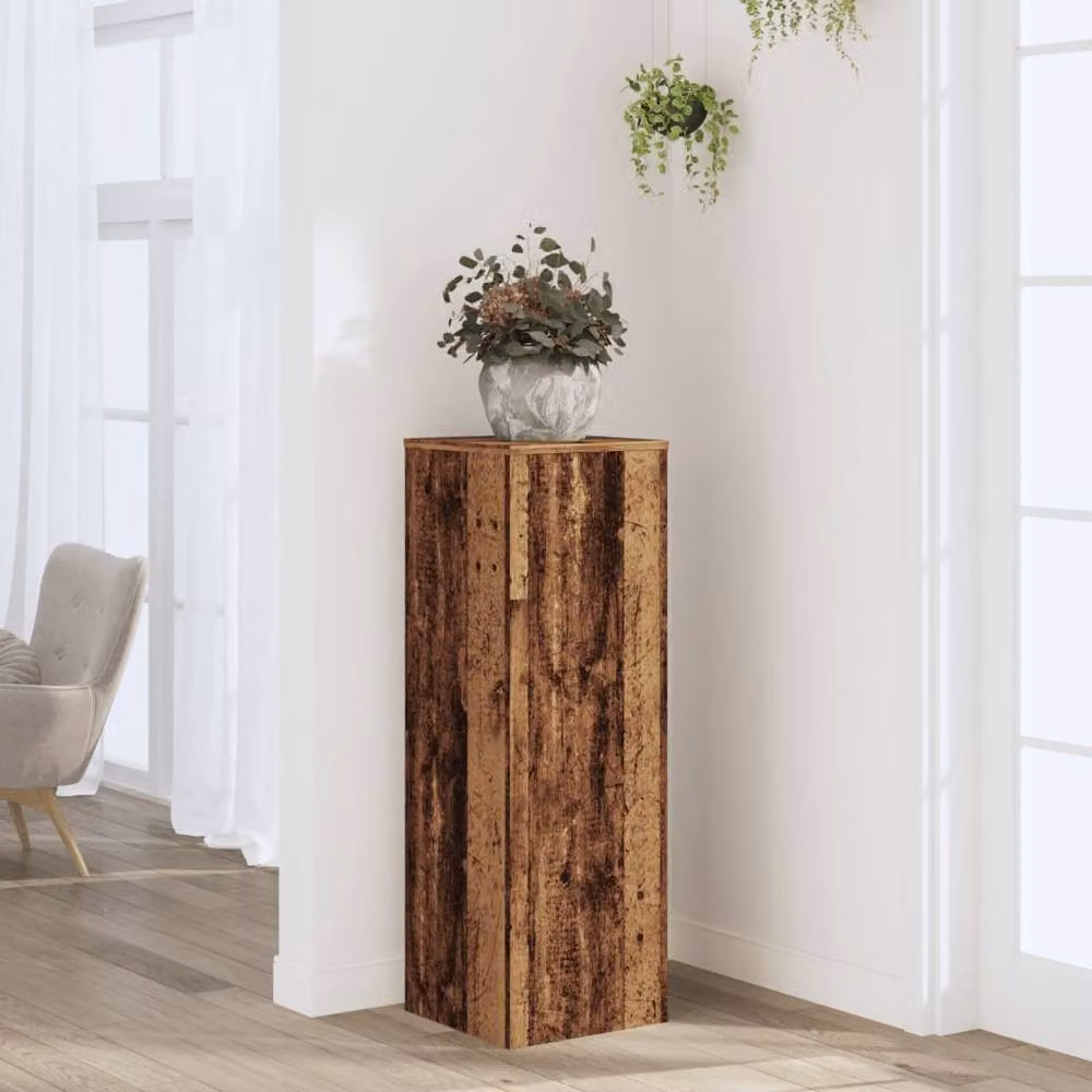 Berkfield Home Old Wood Plant Stand in Brown, W/D/H: 33 x 33 x 100 cm – 2