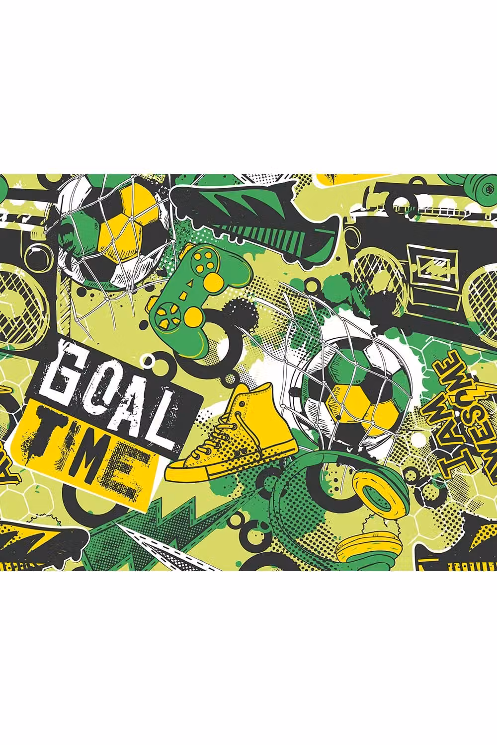 Origin Murals Games Splash Abstract Graphic Wall Mural in Green, W: 300 cm, H: 240 cm – 2