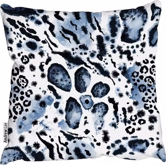 Andrew Lee Blue Leopard Print Square Cushion, 60 x 60 cm