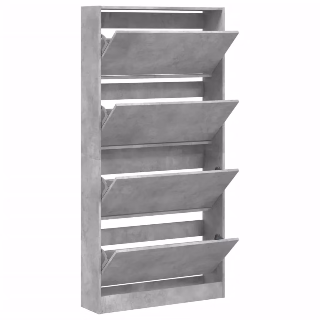Berkfield Home Modern Shoe Cabinet in Concrete Grey with 4 Tilting Compartments, W/D/H: 80 x 21 x 163.5 cm – 2