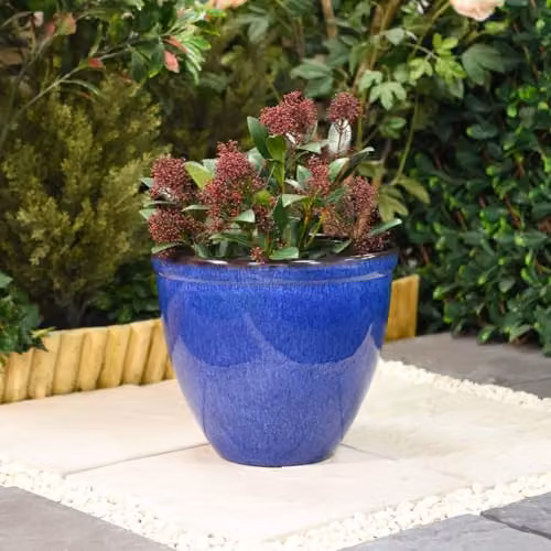 Garden Gear Elegant Bell Glazed Planters, Ocean Blue and Sky Blue, Height: 34 cm, Diameter: 39.5 cm – 4
