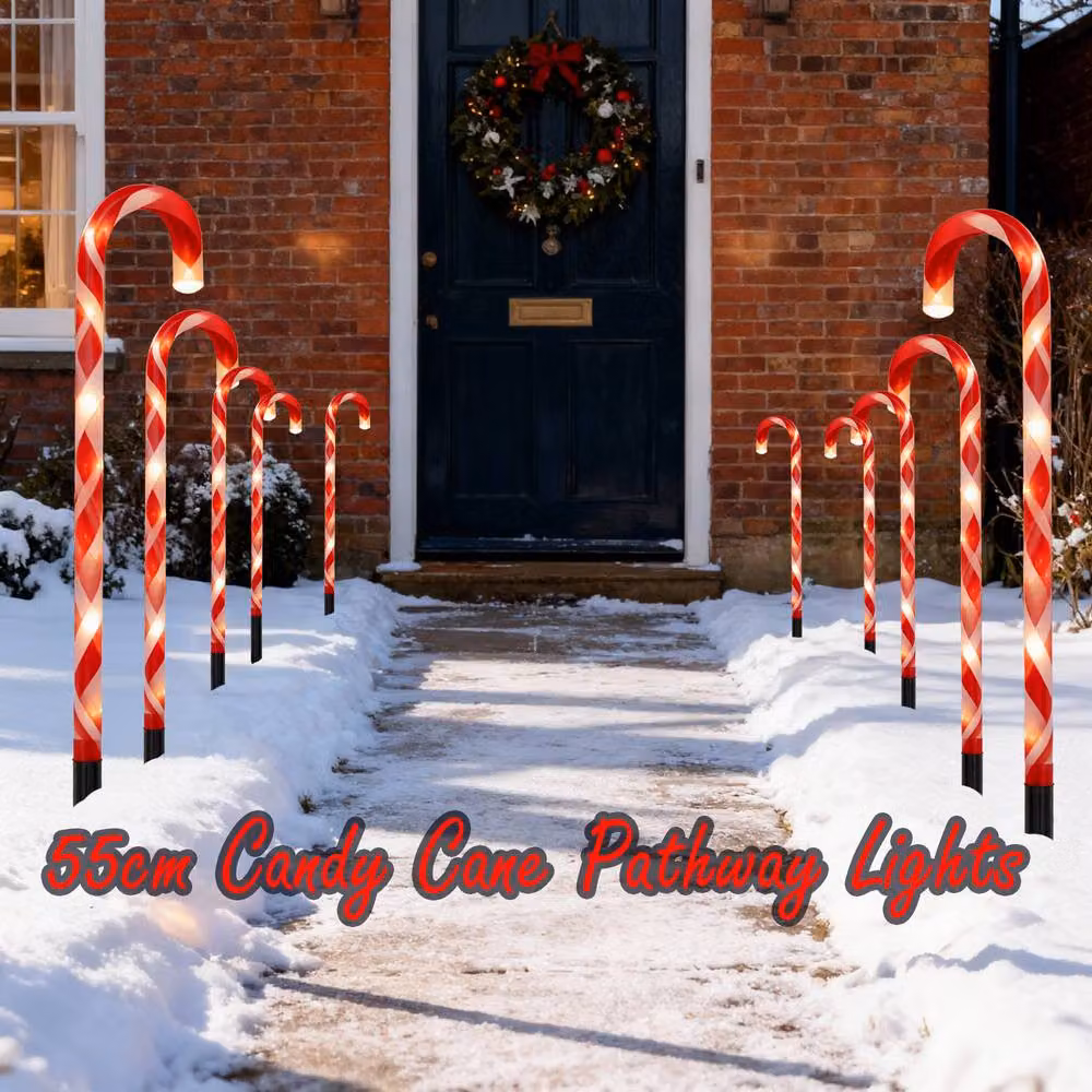 Shatchi Red Candy Cane LED Christmas Lights with Timer, 45 LEDs, 55 cm – 4