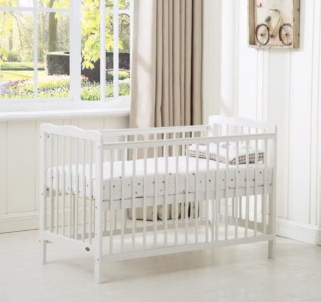 MCC Direct CozyCubs Brooklyn Wooden Baby Cot Crib with Mattress in White – 1