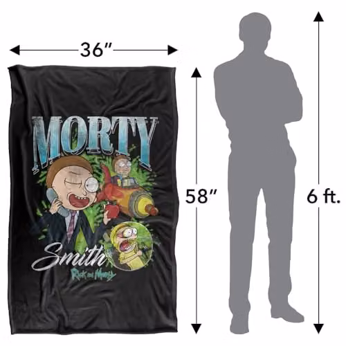 LOGOVISION Rick and Morty Morty Smith Homage Super Soft Fleece Throw Blanket, Multicolour, W: 91 x D: 147 cm – 4