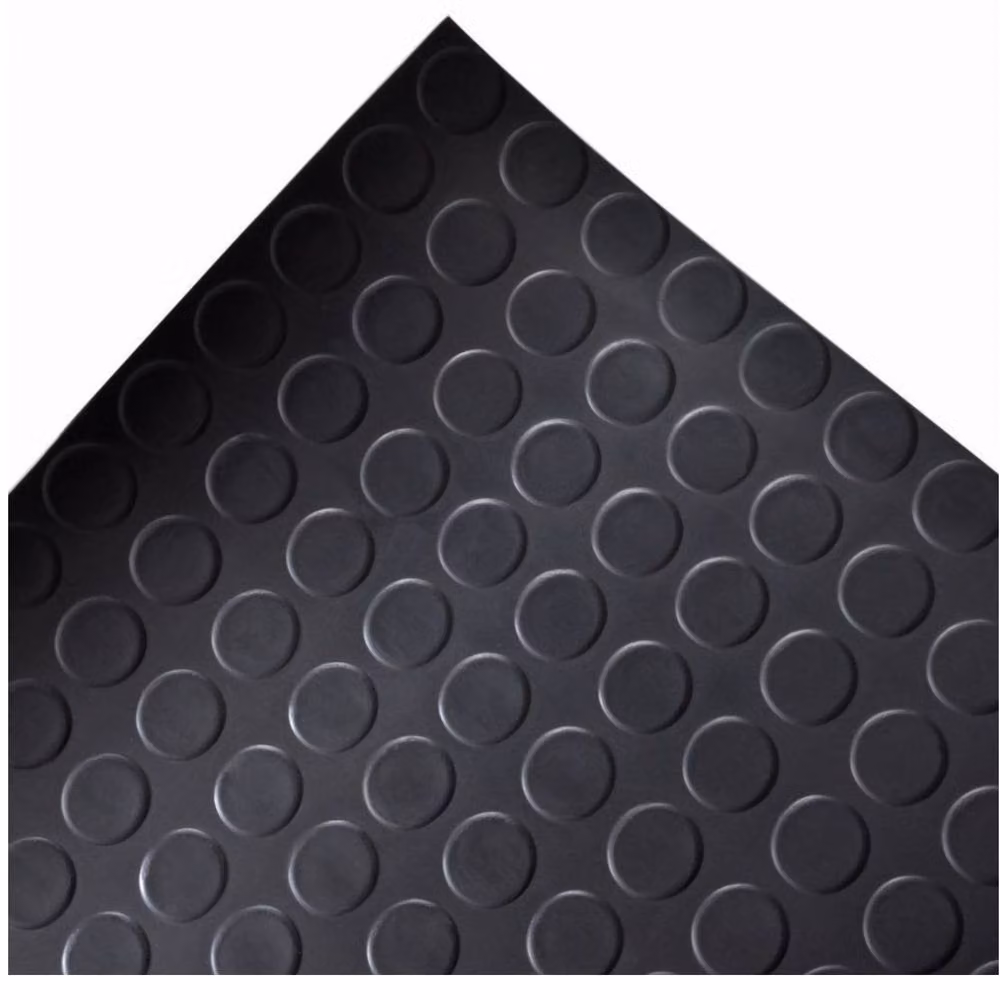 Ark Mat Black Rubber Flooring Matting with Geometric Coin Pattern W: 180 cm, D: 500 cm, H: 0.3 cm – 5