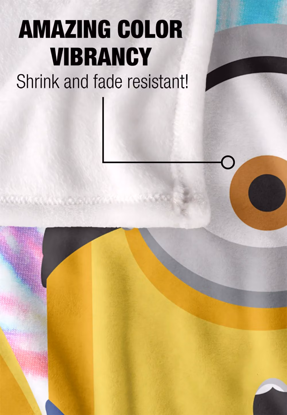 Universal Minions Stuart Silky Touch Blanket in White and Multicolour, W: 152 cm, D: 127 cm – 3