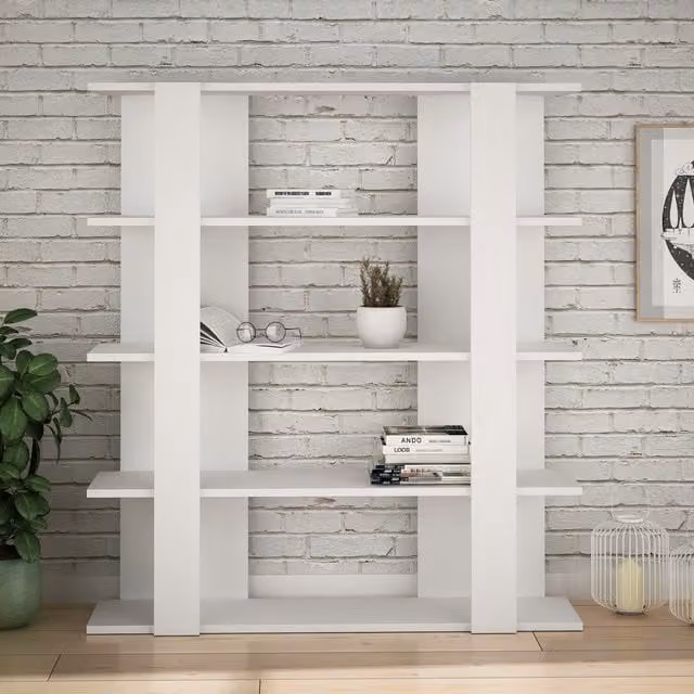 Decortie Tita Modern White Open Back Freestanding Bookcase Display Unit
