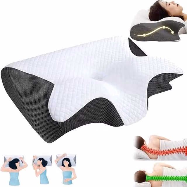 NESTLUNE Ergonomic Butterfly Memory Foam Neck Support Pillow for Babies, White, Cot Size