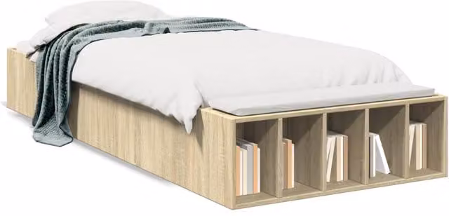 Berkfield Home Sonoma Oak Bed Frame in Beige, W/D/H: 90 x 200 cm
