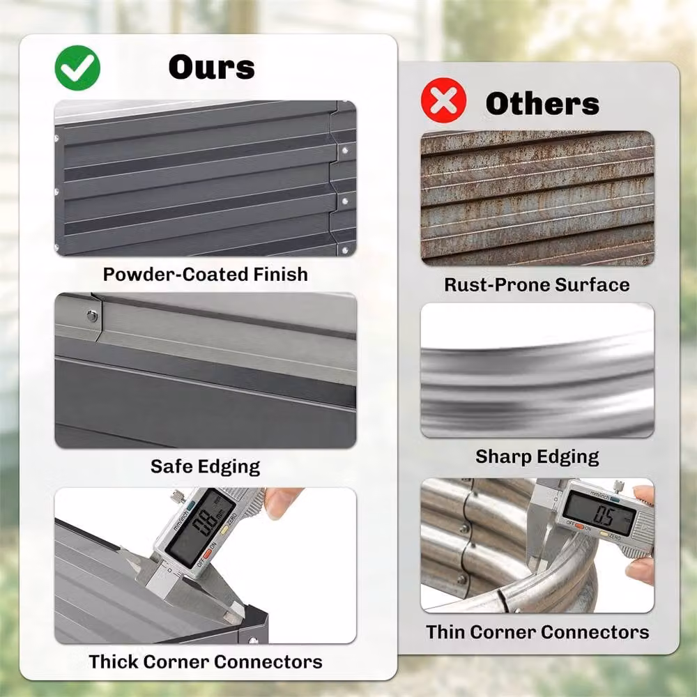 Nordara Steel Raised Garden Bed Planter Box in Grey, W/D/H: 60.0 x 30.5 x 60.0 cm – 5