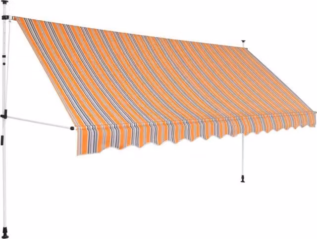 Berkfield Home Manual Retractable Awning in Yellow and Blue Stripes, Width: 400 cm