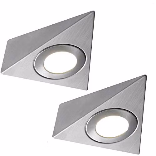 Loops 2 Pack Pyramid Surface Under Cabinet LED Kitchen Lights with Driver Kit in Brushed Nickel and Natural White