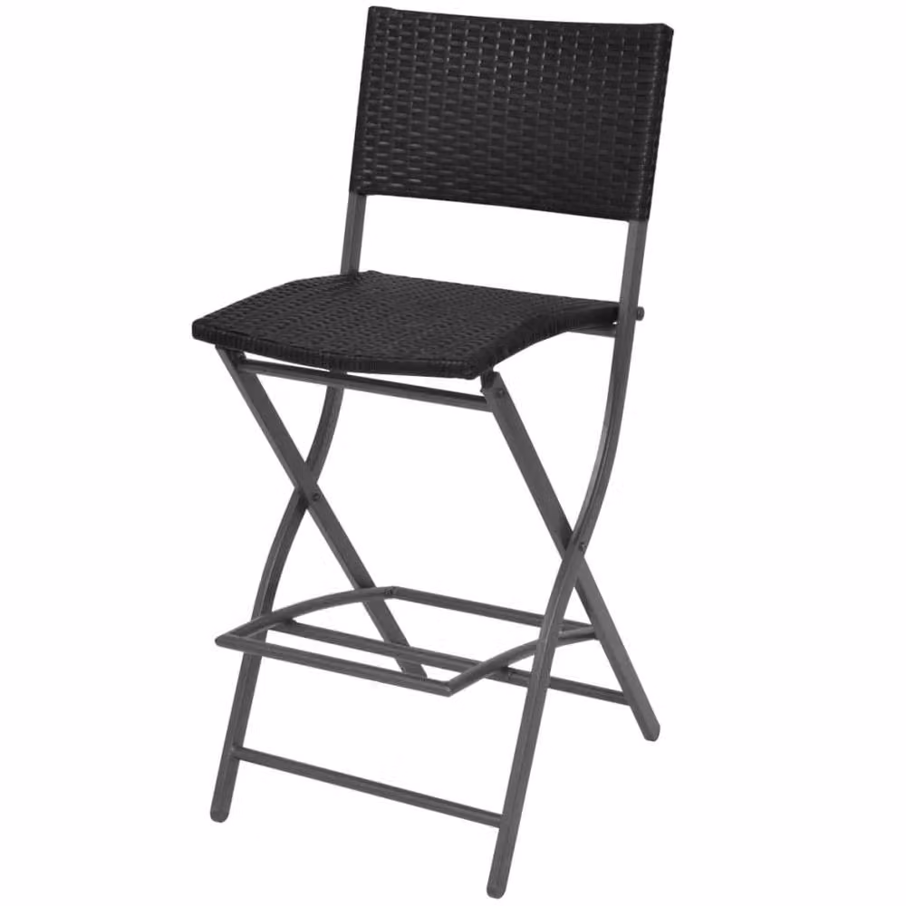 Berkfield Home 7 Piece Folding Outdoor Dining Set in Black Poly Rattan and Steel – 3