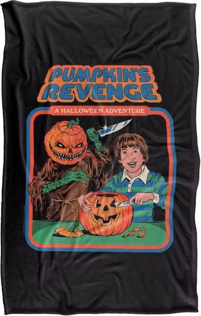 Steven Rhodes Pumpkins Revenge Silky Touch Super Soft Fleece Throw Blanket, Multicolour, W/D/H: 91 x 147 cm