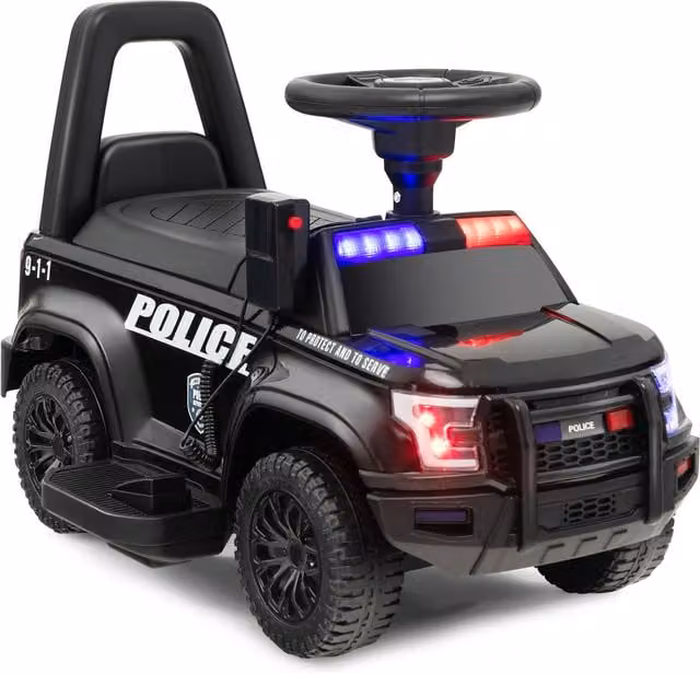 Costway Kids Electric Ride on Police Car with Light and Sound in Black