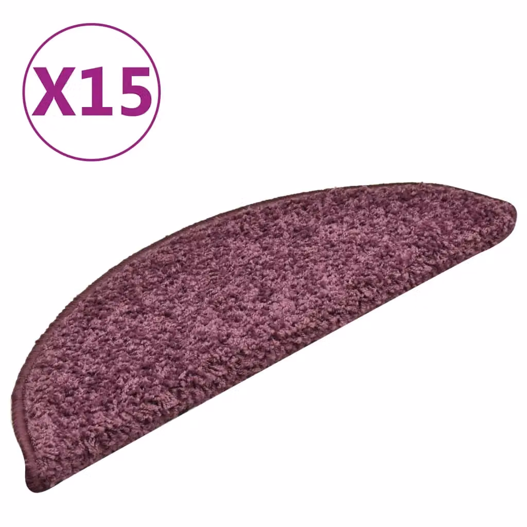 Berkfield Home Self-Adhesive Carpet Stair Treads, 15 Pieces, Dark Purple, W: 56 cm, D: 17 cm, H: 3 cm – 2