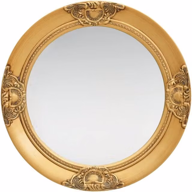 Berkfield Home Antique Baroque Style Round Wall Mirror in Gold, Diameter: 50 cm
