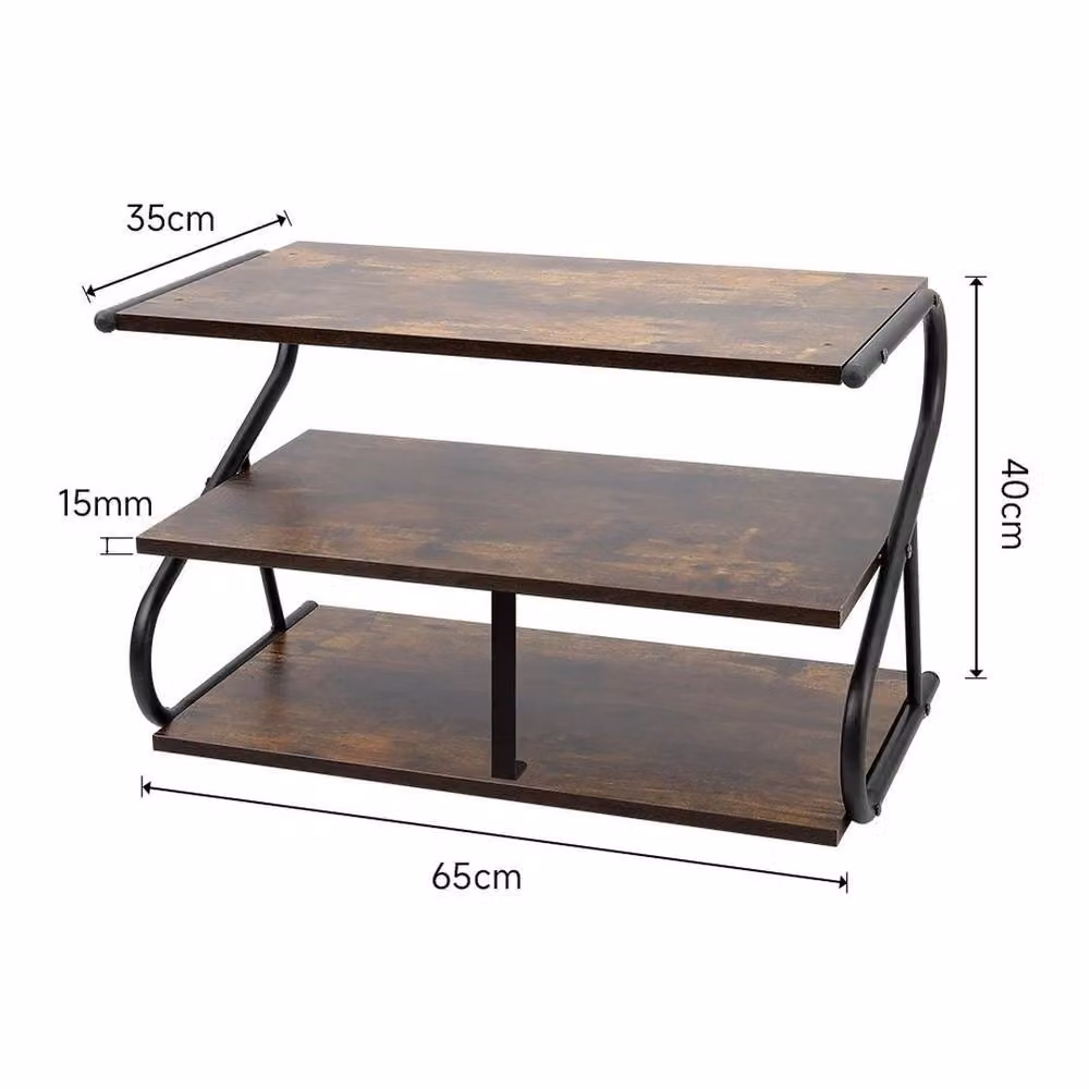KORVIXA S-Type Metal and Wood Storage Rack in Brown – 2