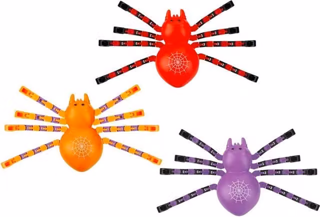 VFM e-Store Halloween Spooky Jointed Legs Spider in Red, Orange and Purple, 12 Pack – 1