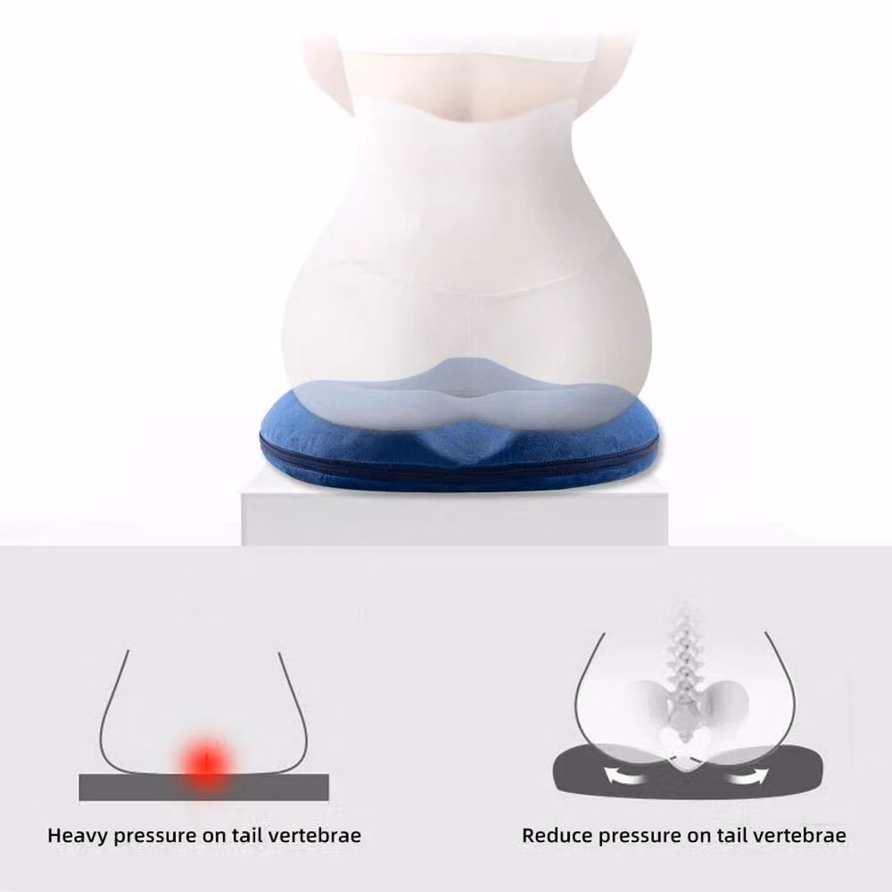 EONLION Blue Memory Foam Round Donut Medical Seat Cushion, W: 120 cm, D: 90 cm – 2