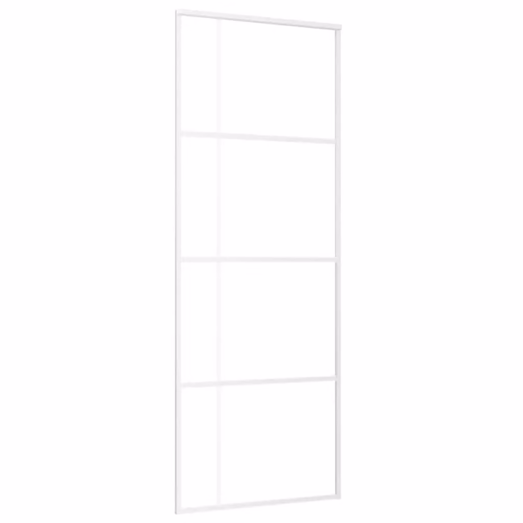 Berkfield Home Modern Sliding Door in White Aluminium and Frosted Glass, W: 76 cm, H: 205 cm – 2
