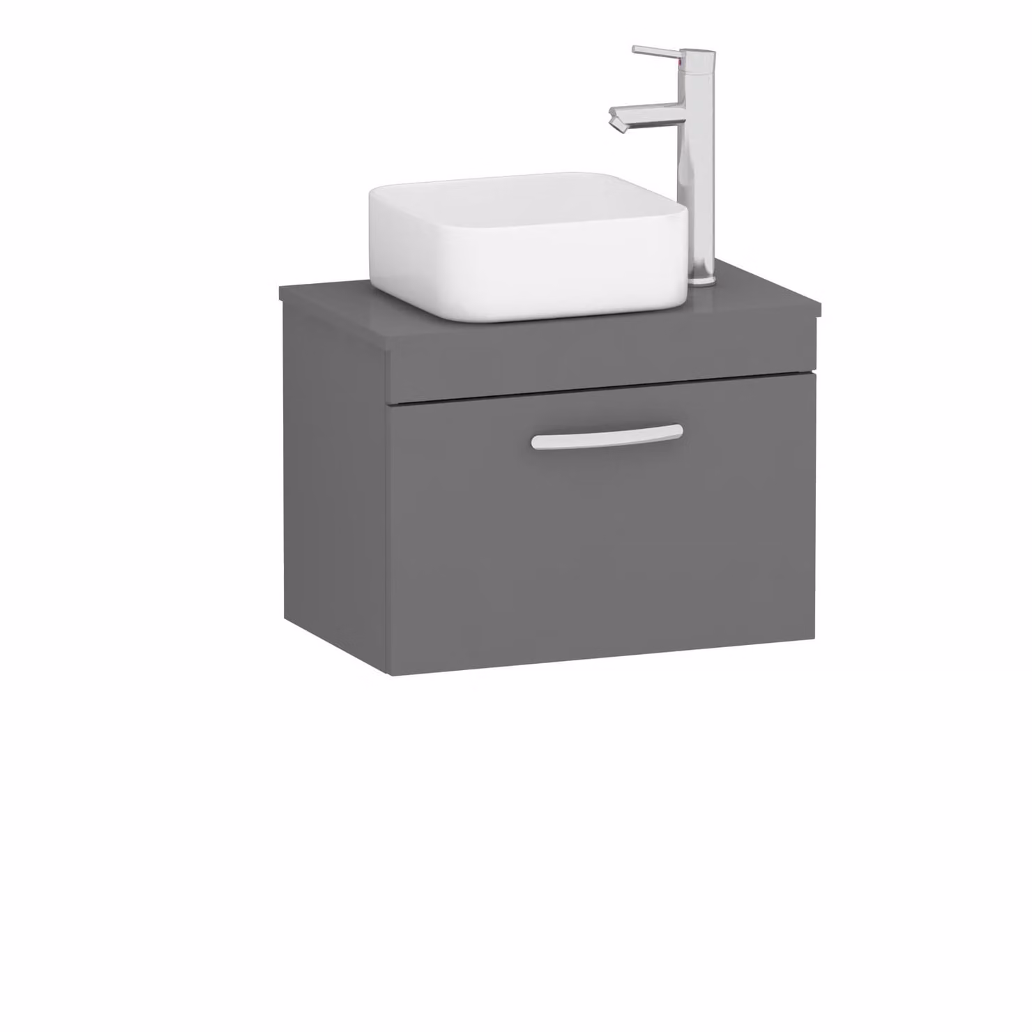 Royal Bathrooms Elena Wall Hung Vanity Unit with Countertop Basin in Indigo Grey Gloss