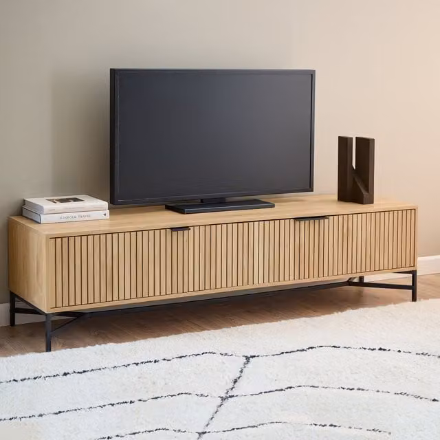 Furniture To Go Jaipur TV Unit with 3 Doors in Oak, Width: 176 cm