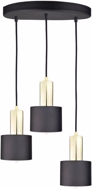Netlighting Luce Cluster Pendant Ceiling Light in Black and Gold, Diameter: 30 cm, 3x E27