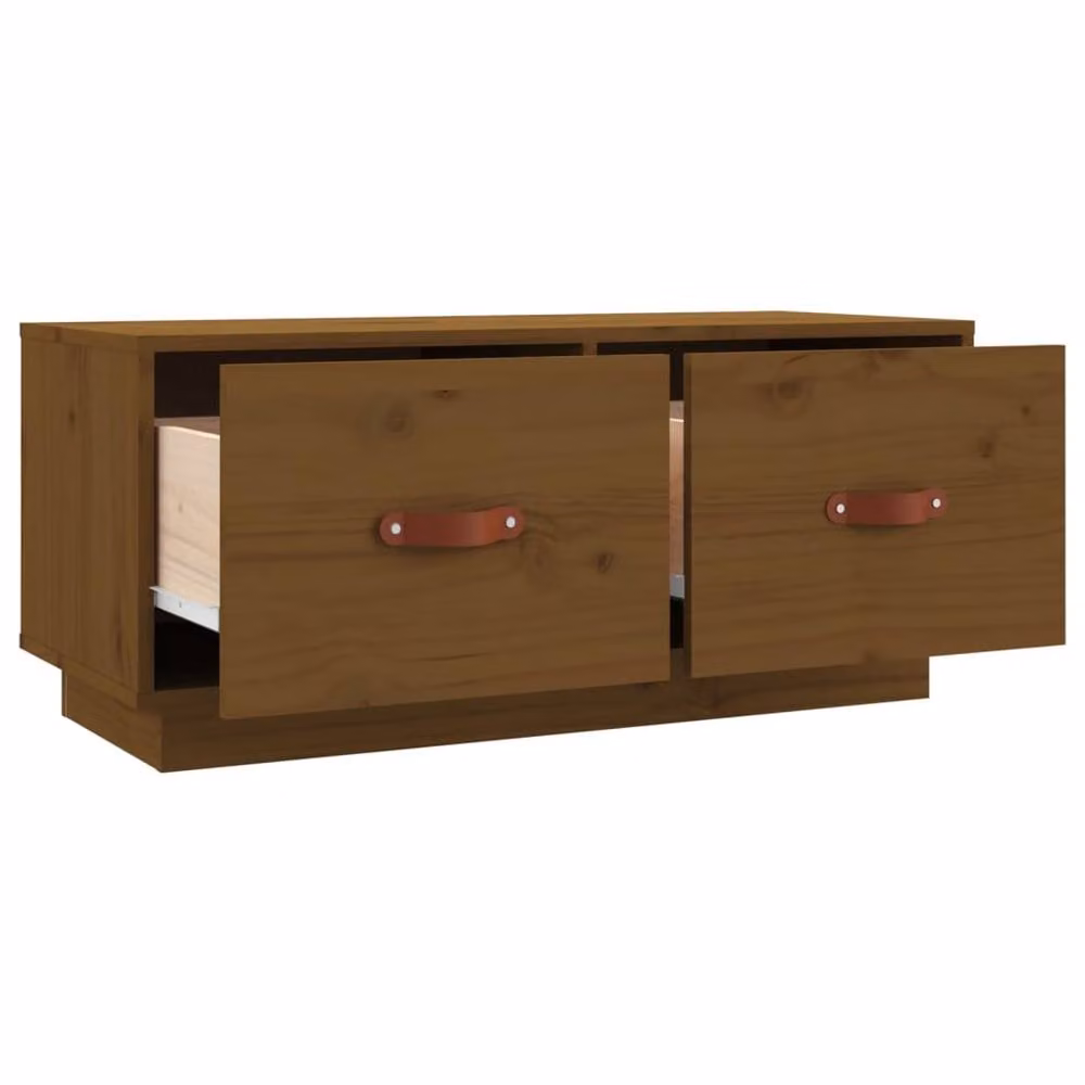 Berkfield Home Rustic Honey Brown Solid Wood Pine TV Cabinet W/D/H: 80 x 34 x 35 cm – 4
