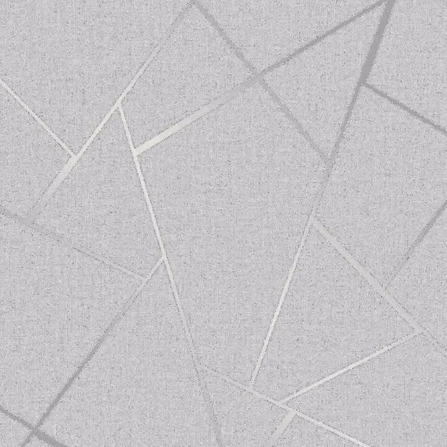 Fine Décor Quartz Fractal Textured Wallpaper in Silver, Matt Geometric Abstract Design