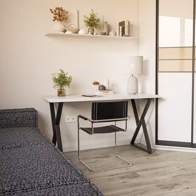 Shefa Line Chicago Rectangular Dining Table in Concrete Grey, Width: 140 cm