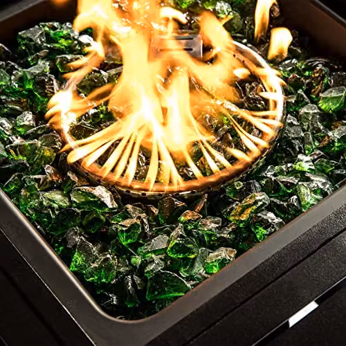 Teamson Home Green Tempered Fire Glass Lava Rocks for Outdoor Gas Fire Pits, 4 kg – 6