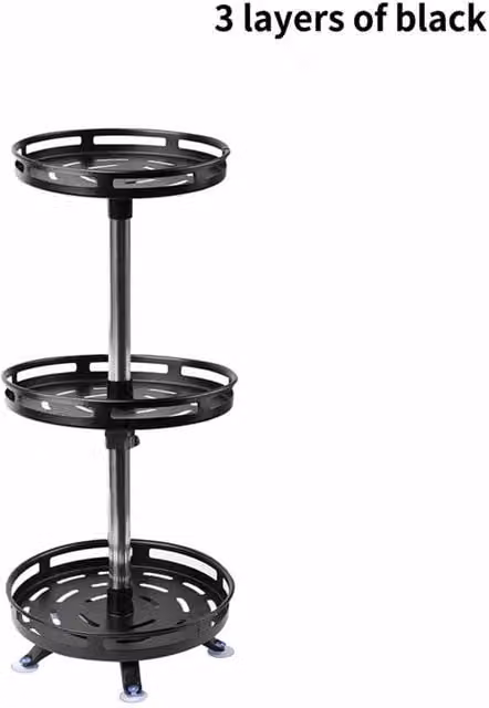 Nordara 3 Layer Rotating Metal Spice Rack Organiser, Black, W: 100 cm x D: 100 cm – 1