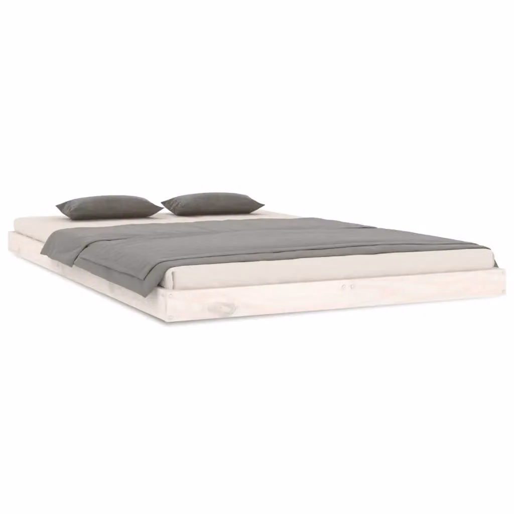 Berkfield Home Small Double Bed Frame in White Solid Pine Wood, W/D/H: 120 x 200 cm – 2