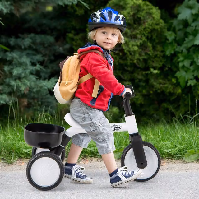Costway White Toddler Convertible Tricycle and Balance Bike